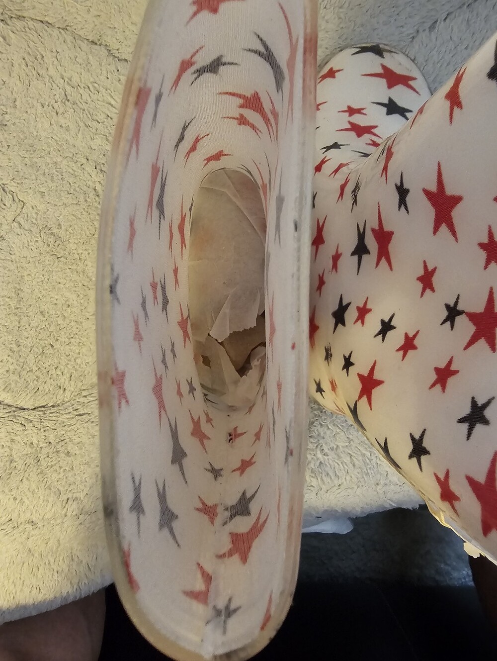 Easy Kids Star-Print White Rain Boots - Red & Black Stars Size 11 New - Picture 3 of 4